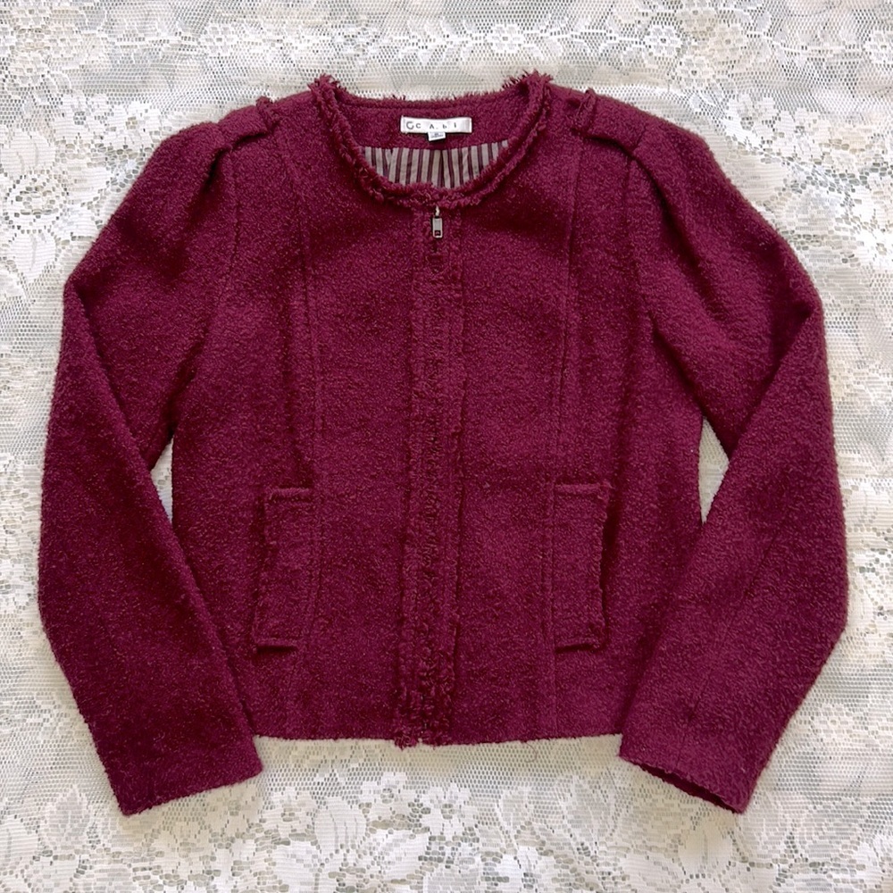 Cabi | 530 Britt‎ Boucle Jacket Merlot Business Rustic Classy Office 6